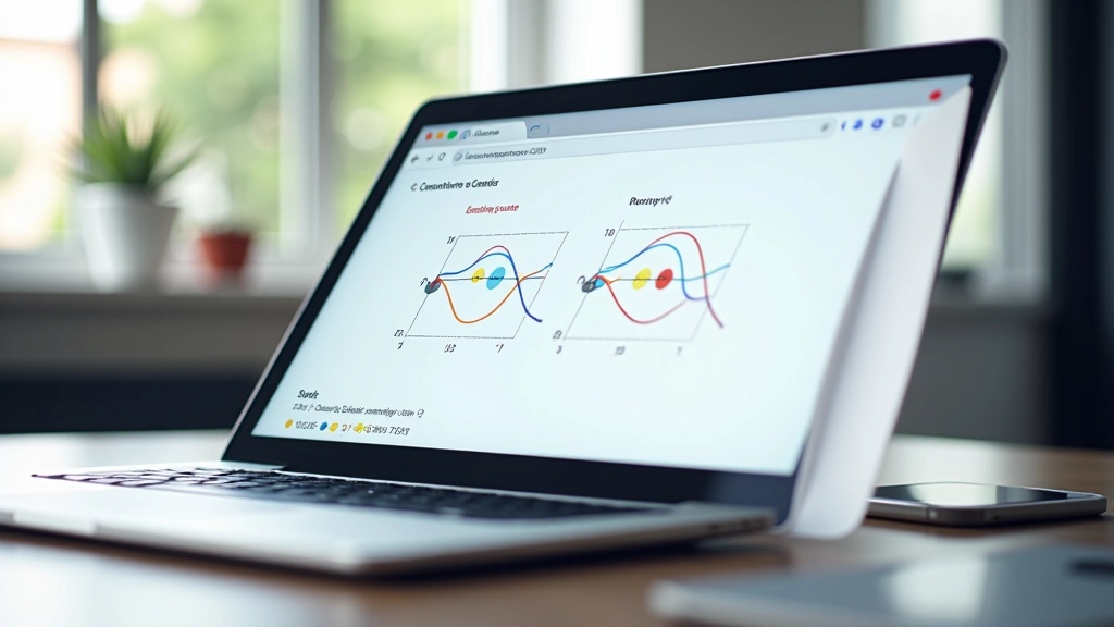 Laptop-Bildschirm mit CSS-Cubic-Bezier-Kurven und Easing-Funktionen, visuelle Darstellung verschiedener Timing-Funktionen