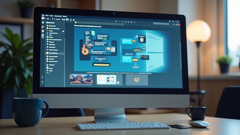 Moderner Computer-Monitor zeigt animierte Website mit fließenden Übergängen und Hover-Effekten